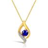 Planetys - Collana con Pendente da Donna in Oro Giallo 9K (375/1000) con Zaffiro naturale e Diamante - Lunghezza 42-45 cm