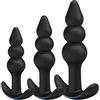 Future of your pleasure Sensual Fops Set di 3 Plug Anali Neri - Design Triple Ball per Stretching Anale Progressivo, Silicone Medico Premium, Base Piatta Ergonomica per Lungo Utilizzo, Taglie S-M-L A144