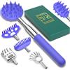 VOMEP Grattaschiena telescopico con 5 teste staccabili, regalo per uomini, papà, festa del papà, per uomo/donna, blu