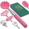 VOMEP Grattaschiena telescopico con 5 teste staccabili, regalo per uomini, papà, festa del papà, per uomo/donna, rosa