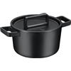 WMF Flavour - Casseruola in ghisa smaltata, 22 cm, per induzione, pentola in ghisa smaltata, coperchio in ghisa, casseruola, coperchio con gommini di condensa, eleganza moderna, colore nero