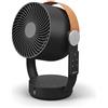 Stadler Form Ventilatore Leo, ventilatore da tavolo mobile 3D con telecomando, funzione girevole verticale e orizzontale, portata fino a 8 m, timer 1-7 ore, manico in ecopelle, nero