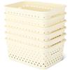 Amazon Basics - Cestini Decorativi In Plastica Senza BPA, 25,2 x 18.8 x 10,56, Avorio, Confezione Da 6