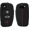kwmobile Custodia Coprichiave Compatibile con Audi con 3 tasti pieghevole Cover - Copri Telecomando Chiave Auto - Copri Chiavi Macchina nero / rosso