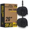 BikePeak 2x Camera d'aria flessibile per MTB, 26 pollici Valvola Presta nera 40 mm, ETRTO 40/62-559 - Set di 2 tubi flessibili Mattercorn