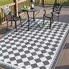 PureCozy Tappeto da Esterno Antipioggia 180x270cm, Impermeabili Eeversibili Lavabili, Antiscivolo, Anti-UV, Tappeto per Terrazze,Giardini,Camper,Picnic,Balcone,Grigio & Bianco