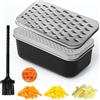 Vunanvu Grattugia in Acciaio Inox con Contenitore Grattugia per Formaggio Professionale con 2 Lame Diverse Grattugie per Verdure Manuale con Coperchio e Spazzola per Zenzero Verdure e Frutta