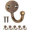 Fuxxer® 5 ganci classici per guardaroba, ganci per asciugamani, design bronzo, ovale, 37 x 22 mm, set da 5 pezzi