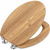 Virtime Tavoletta WC Universale in MDF Effetto Legno con Coperchio, Cerniere in Metallo Cromato, Sedile Water Elegante e Resistente, 34 x 42 x 4 cm, (rovere)