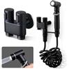 PORFOYO Set per bidet, doccetta per WC, spruzzatore per WC a parete, in acciaio inox con tubo a molla e supporto da parete per WC, bagno, cucina (nero)