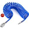 SRJQXH 5m Tubo Aria Compressa, Spirale Tubo Compressore, Diametro 12x8 mm Kit Compressore Aria, Blu, con Connettore, per Casa, Officina, Officina Meccanica