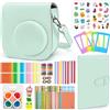Eurhomewit Accessori Fotocamera per Instax Mini 12 Fotocamera Istantanea, Custodia Instax Mini 12 / Album/Cornici/Filtro/Adesivo per Cartoni Animati/Adesivo per Bordi e Angoli -Verde Menta