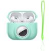 kwmobile Custodia 2 in 1 compatibile con Apple Airpods Pro 2 e AirTag - Cover Cuffie Bluetooth - Protezione in Silicone con Moschettone - menta