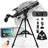 NACATIN Telescopio astronomico per adulti e principianti, apertura 90 mm, rifrattore 800 mm, con ingrandimento 32X-240X, stabile treppiede in ferro, adattatore per smartphone e zaino - per luna, pianeti e