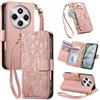 Fertuo Cover per Xiaomi Redmi 14C 4G / POCO C75, Fiori Custodia a Libro Portafoglio Antiurto in Pelle PU Flip Case Interna Silicone con Porta Carte, Supporto, Chiusura Magnetica e Cinturino, Rosa