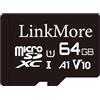 LinkMore 64GB Scheda Micro SDHC XV11 A1, UHS-I, U1, V10, compatibile con classe 10, velocità di lettura fino a 95 MB/s, adattatore SD incluso