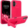 kwmobile 1x Custodia Compatibile con Apple iPhone 16 Plus - Cover Supporto Dita - Back Case per Smartphone - Protezione Gommata Rosa Shocking