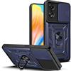 ESTH® Cover per Oppo A58 4G con Custodia per Fotocamera Scorrevole e Supporto ad Anello [Custodia Paraurti Compatibile con Supporto Magnetico per Auto], Blu