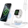 WATOE Stazione di ricarica per Apple Watch e iPhone, 3 in 1 per iPhone 17/16/15/14/13/12/11/Pro/Max/Plus, Apple Watch Ultra 3/11/10/9/8/7/6/SE 3, per AirPods 4/3/2/Pro 3