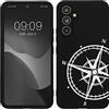 kwmobile Cover Compatibile con Samsung Galaxy A54 5G - Custodia in Silicone TPU - Cover Protettiva Soft Case - Bussola vintage bianco/nero