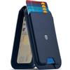 SHIELDON Portafoglio per Magsafe Wallet in Vera Pelle, Portafoglio Magnetico [Blocco RFID] [Supporto Regolabile] [Sportello ID] Porta Carte Magnetico per iPhone 17/16/15/14/13/12 Series - Blu Navy