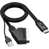 CAMWAY Convertitore Scart a HDMI 1080P,Supporta Commutazione 16: 9/4: 3,Adattatore da SCART a HDMI con Cavo Maschio Integrato da 150 cm,Compatibile con PAL/NTSC per HDTV/DVD/VHS/VCR,Plug and Play