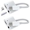 zoyuzan Adattatore per cuffie USB C da 3,5 mm (2 pezzi), cavo di ricarica 2 in 1, splitter DAC audio jack per auto, AUX Headphone Jack cavo di ricarica per Apple iPhone15 Pro Max per iPad, compatibile con