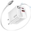 KAIMENGLONG Caricatore USB C 40W 3 Porte, Alimentatore con Cavo di Ricarica Retrattile USBC, Caricabatterie Rapido Portatile GaN Multiplo per iPhone 17 16 15 Serie, MacBook, iPad, Samsung Galaxy S25