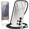 Kilbnom Cover per Samsung Galaxy S25 Ultra 5G con Cordino, Trasparente Custodia con Laccio Tracolla Cellulare Girocollo Collana Corda Catena Cinghia, Ultra Morbido Silicone TPU Antiurto Case, Nero