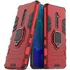 MaiJin Compatibile con OPPO Reno 10X Zoom Cover, Custodia Armor Anello Cavalletto (Funziona con il Supporto Magnetico per Auto) Case Paraurti per OPPO Reno 10 X Zoom (Rosso)