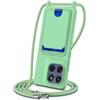 SLWYF Custodia per Motorola Moto G Stylus 5G 2025/Edge 60 Stylus 5G Cover con cordino regolabile, con porta carte, Silicone Antiurto TPU Regolabile Stylish custodia a tracolla per G Stylus 5G, Verde
