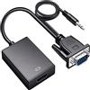Retoo Cavo VGA a HDMI Con Adattatore Audio e Cavo di Ricarica USB, 1080P 60HZ, Convertitore da PC a TV/Monitor, Con Audio per Monitor Proiettore HDTV