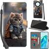 Haninsuze Cover per Honor Magic 5 Lite 5G Custodia Cover Pelle Libro Portafoglio con Porta Carte Magnetica Protezione Antiurto Cuoio Flip Case Custodia Cover per Honor Magic5 Lite, Gatto