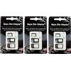 FLLAGG20 | Adattatore SIM Card 3 in 1 | Nero, 3 Kit | Converte Nano, Micro e Standard SIM | Include graffetta estrai SIM | Universale per smartphone, pratico da utilizzare
