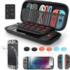 GEEKERA Custodia compatibile con Nintendo Switch 2 - GEEKERA di grande capacità, per console, accessori con pellicola temprata, custodia protettiva per 10 giochi, ideale per viaggi e attività all'aperto