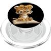 Bookworm Teacher Theme Library Reader Gr Tiger Cub Libro Aperto Lettura Animale Amante Ritratto Grafi PopSockets PopGrip per MagSafe