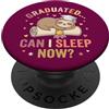 Funny Lazy Girl Graduation Sloth Class o Lazy Girl Graduazione Bradipo Coquette Bow High School College PopSockets PopGrip Adesivo