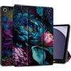MEEgoodo Case for Samsung Galaxy Tab A9 Plus 11 inch Cover 2023 with S Pen Holder, A9+ Smart Tablet Cases with Leather Trifold Stand+Soft TPU Back Shell+Smart Auto Wake/Sleep, Beautiful Fantasy Flower