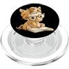 Bookworm Teacher Theme Library Reader Gr Volpe Libro Aperto Lettura Animali Amante Grafica Ritratto PopSockets PopGrip per MagSafe