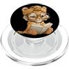 Bookworm Teacher Theme Library Reader Gr Tiger Cub Libro Aperto Lettura Animale Amante Ritratto Grafi PopSockets PopGrip per MagSafe