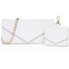 Larcenciel Pochette Bianca Cerimonia, Borsa a Tracolla in Ecopelle con Mini Marsupio, Elegante Clutch da Sera a Busta, Borsa Mano per Matrimonio, Cerimonia, Shopping, Appuntamenti, Viaggi, 25x12x4CM