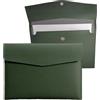 YSDINK Busta portadocumenti A4 in pelle PU con chiusura in metallo, impermeabile ed estensibile, grande capacità per cartelle, portafoglio, ufficio, scuola o viaggio, elegante e versatile (verde scuro