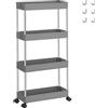 SONGMICS Carrello Portaoggetti a 4 Livelli, Carrello con Ruote, Carrellino da Cucina Bagno Ufficio, 14,4 x 42 x 86 cm, Grigio Tortora KSC008G01