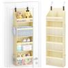 Lifewit Porta Oggetti da Appendere con 4 Ripiani e 4 Tasche Laterali, Organizer Bagno da Appendere per Camera da letto, Bagno, Giocattoli, Vestiti, Beige