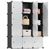 SONGMICS Armadio a 12 Cubi, Portaoggetti Organizzatore, Armadietto Mobiletto con Ante, per Abiti Scarpe Libri, Facile da Assemblare, Nero LPC34HV1
