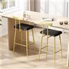 YAUKTAK Sgabelli Bar Set di 2 Sgabelli Cucina Moderni Design con Poggiapiedi e Schienale Sgabello Alto Struttura in Metallo Imbottiti in PU per Cucina Bar Sala da Pranzo Dorato KBS515GC