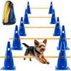 Meenewching Set di 5 ostacoli con 10 coni di altezza 23 cm e 5 aste lunghe 80 cm, set di ostacoli regolabili per sport cani, allenamento cavalli e ginnastica per bambini