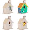 Hapivida Casette per Uccelli In Legno, 4 Pezzi Mini Nidi di Uccelli da Appendere Ornamenti Fai Da Te Casetta per Uccelli in Legno Non Finito Giardino Esterno Balcone Cortile per Dipingere