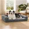 Bedsure Cuccia Ortopedica per Cani Grandi - 106x76x18cm Letto Ortopedico in Memory Foam con Bordi, Impermeabile, Base Antiscivolo e Fodera in Velluto a Coste Sfoderabile, Grigio caldo