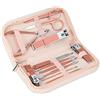 BENLEEDUO Set di tagliaunghie e strumento di bellezza portatile, set per manicure martensitico in acciaio inossidabile oro rosa 12 in 1, con borsa in pelle rosa, adatto per casa, lavoro, viaggi all'aperto